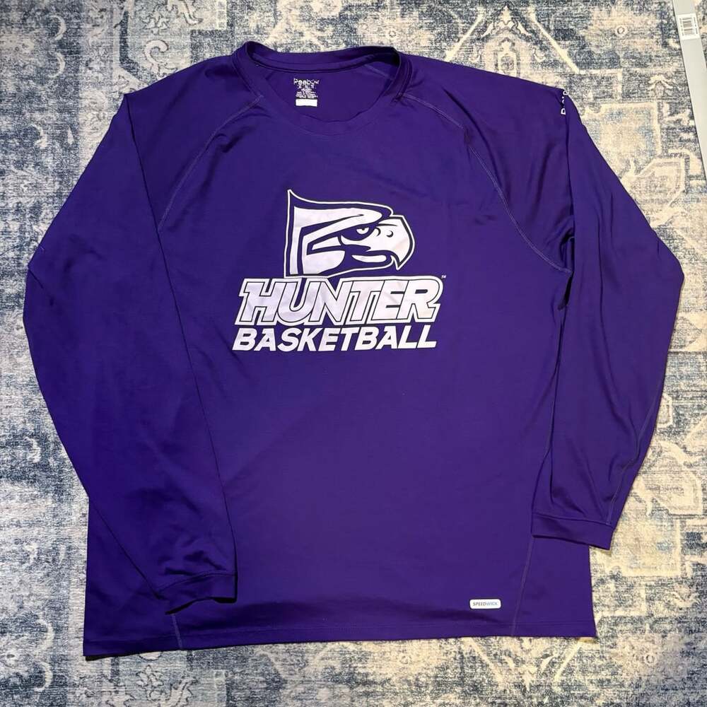 Reebok Hunter Basketball Long Sleeve Shirt Size 2X Purple PlayDry